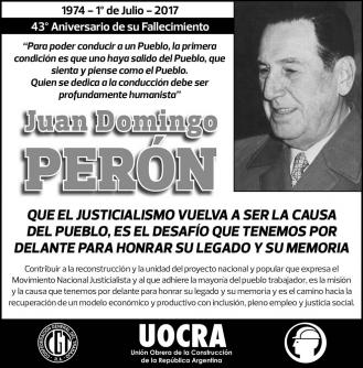 43 Aniversario del Fallecimiento de Juan domigo Perón