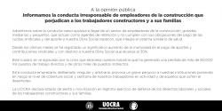 Informamos la conducta irresponsable de empleadores de la construcción que perjudican a los trabajadores constructores y a sus familias